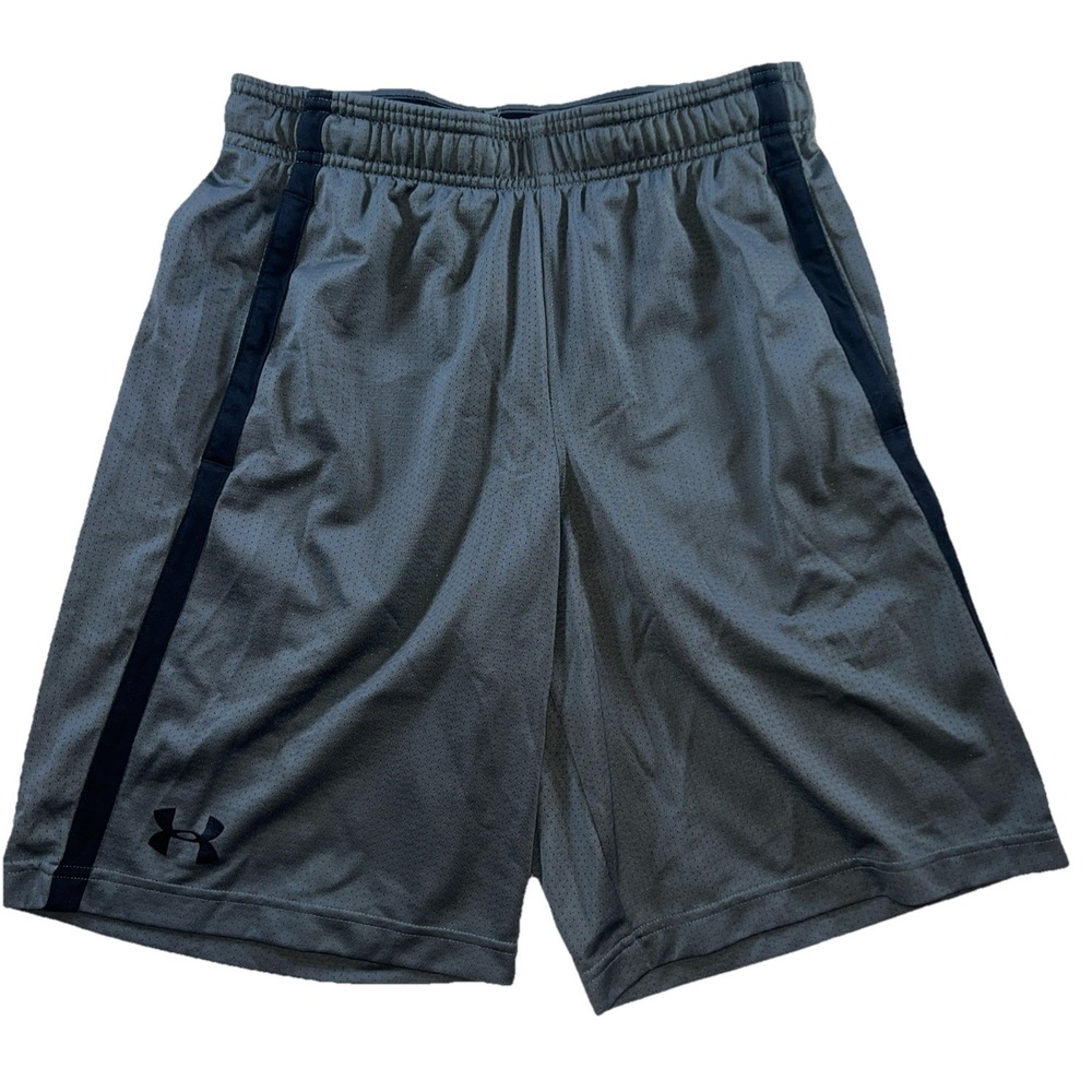 Under Armour Heatgear Gray/Black  Shorts Mens M Basketball Gym Pockets Loose Fit